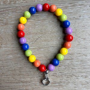 Pride Rainbow Beaded Charm Bracelet HANDMADE LGBTQIA Love is Love Jewelry